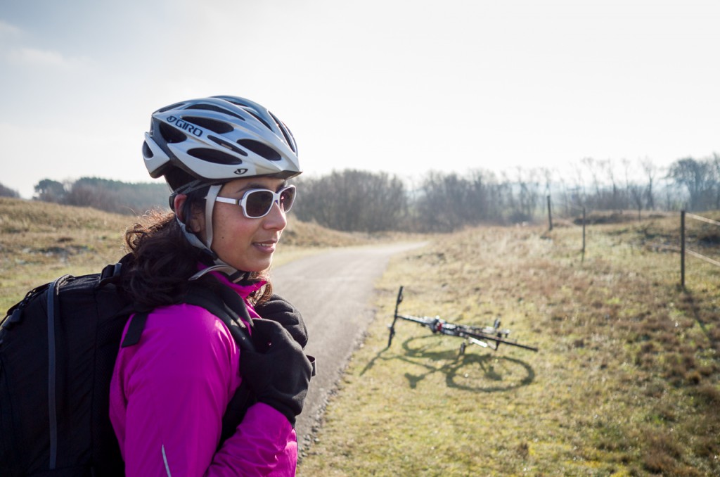 The camera doesn't fit in a cycling jersey, but you could wear it around your shoulder and not notice it at all.