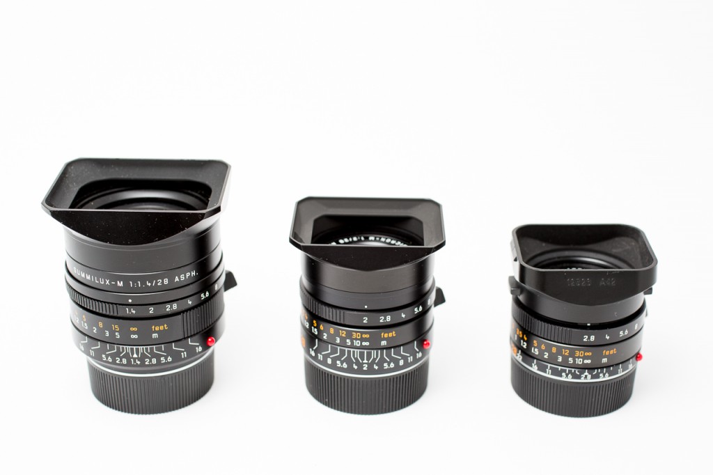 The three 28mm Leica lenses (the new Summaron not included)