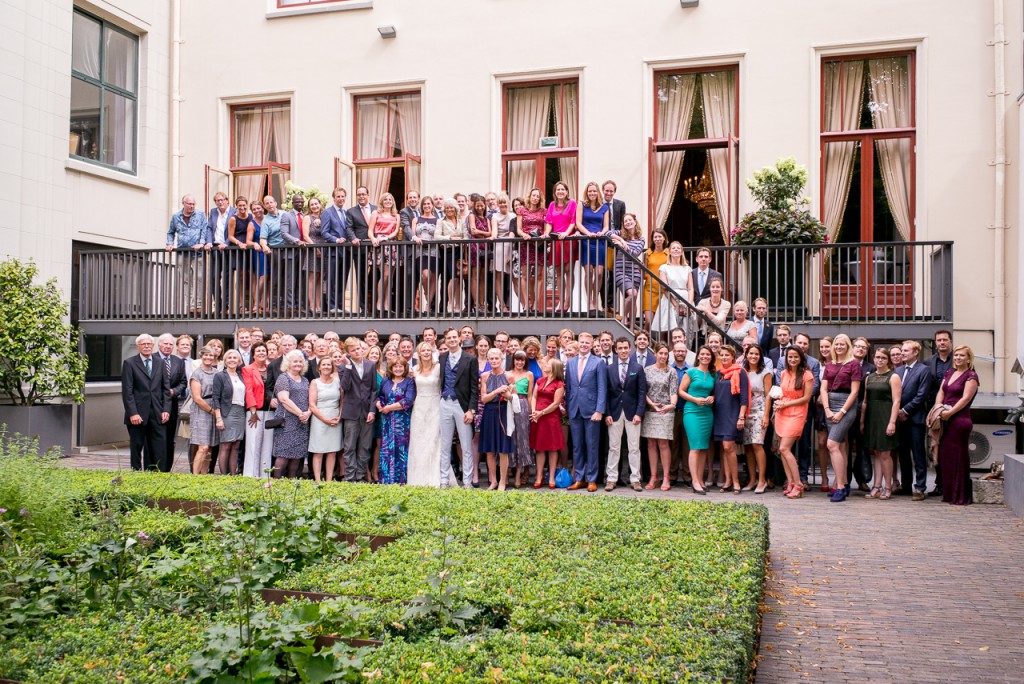 Not my favorite part of the wedding: the group shot. Usually the 28 is wide enough to squeeze <100 people in one shot. 